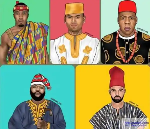 Check Out These African Illustration Of Rihanna, Diddy, Drake, Nicki Minaj, Jay Z, Others